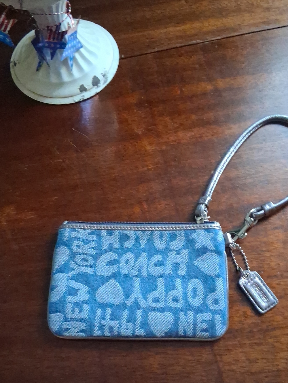 Coach Denim Poppy Logo Wristlet in Blue - Picture 3 of 4